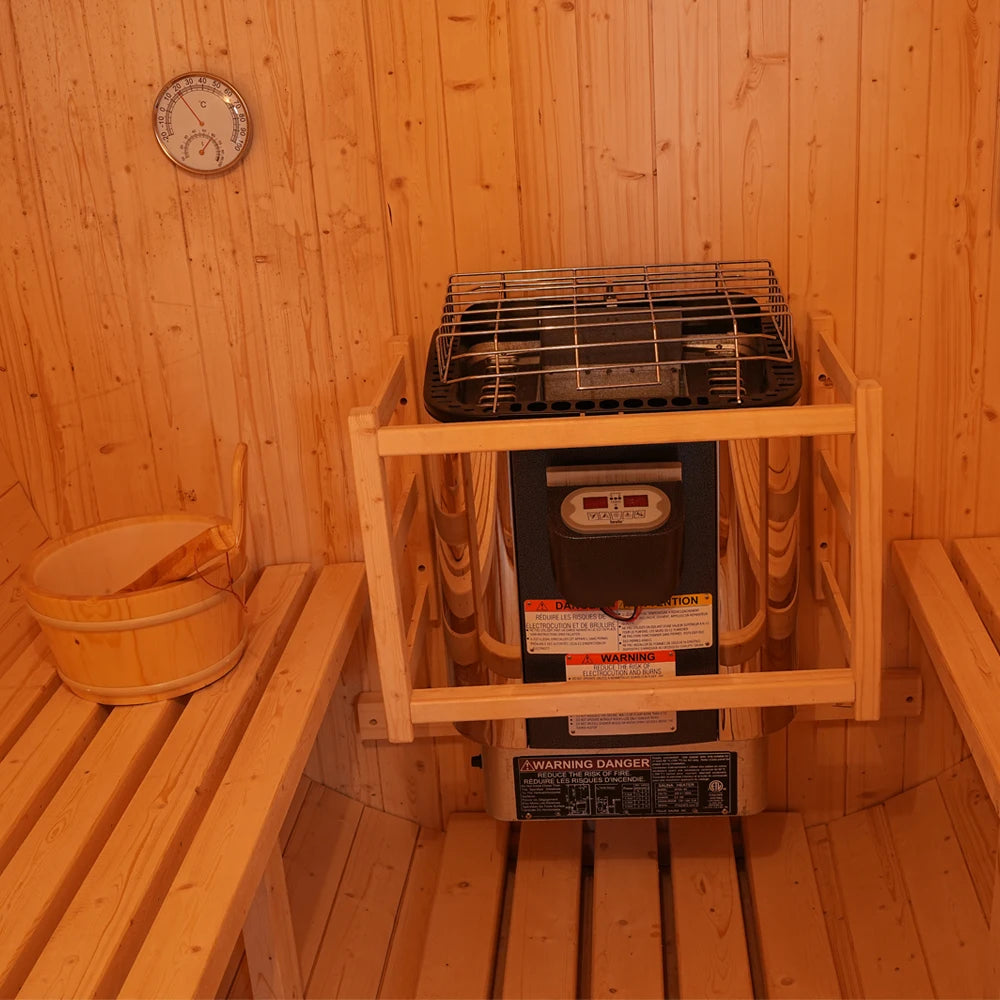 Authentic Finnish Barrel Sauna Kit for 4-Person | Natural White Pine Wood | Outdoor Ready-to-Assemble Spa