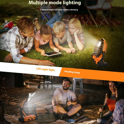 Portable Outdoor Solar Ventilation Fan for Camping for Tent Lighting Charging Dry Battery Four Wind Speed Fan Lighting Treasure