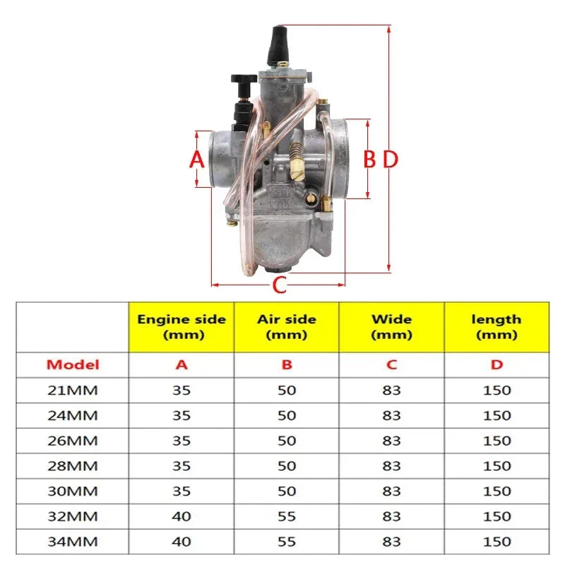 Koso OKO Motorcycle Universal Carburetor For PWK 21 24 26 28 30 32 34mm 2T 4T Carburador With Power Jet for Moto ATV Go Karts