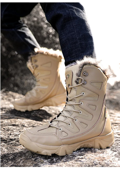Winter Waterproof Men Boots Plush Super Warm Snow Boots Men Sneakers Ankle Boots Outdoor Men's Desert Boots Botas Hombre