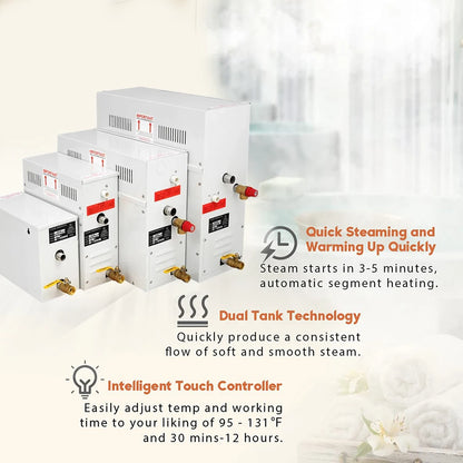 STCMOET 6kw Steam Generator Sauna Bath Steamer for Home SPA Shower with Digital Controller Temperature and Timing