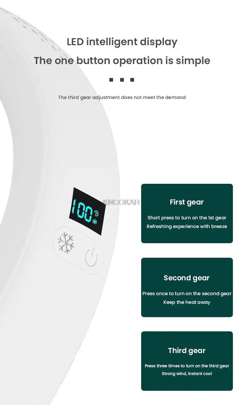Portable Air Cooling Neck Fan Mini Bladeless LED Air Conditioner Wireless Outdoor Sport Cooling Hanging Fan ventilador de cuello