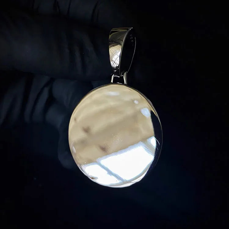 Custom Hip Hop Memory Medallion Jewelry 925 Silver with VVS Moissanite Ice Out Circle Picture Photo Pendant
