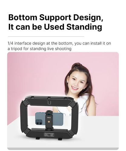 Ulanzi U200 Rechargable Smartphone Video Rig Vertical Shooting LED Ring Light LED Video Light DSLR Smartphone Handle Vlog Grip