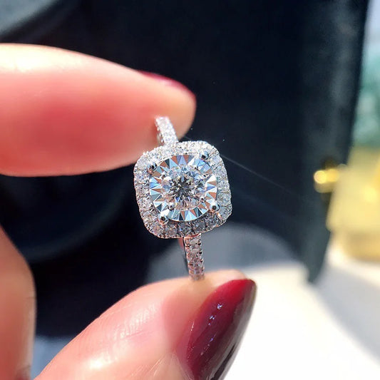 F1142 Diamond Ring White Gold Natural Round Brilliant Cut D Color Women's Engagement Ring