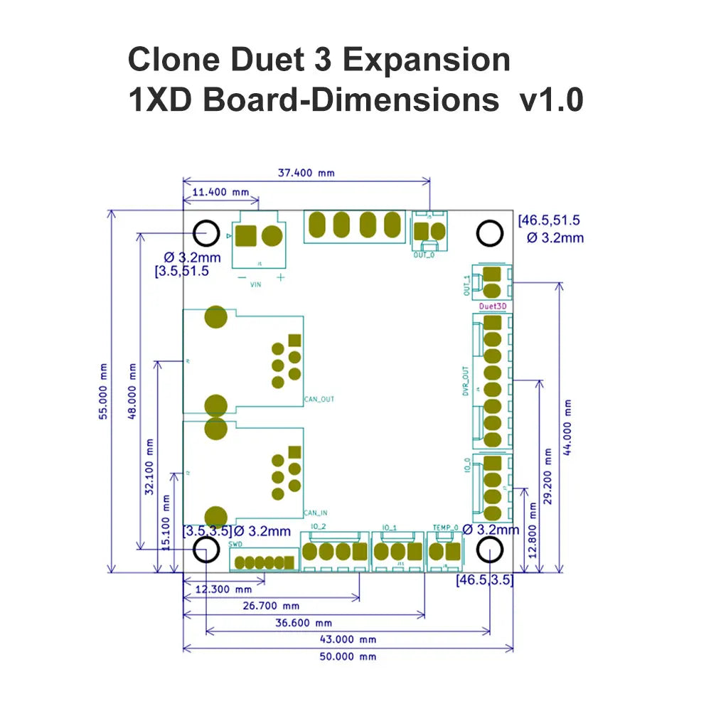 3D Printer Motherboard Clone Duet 3 Expansion Board 1XD a CAN-FD Connected Expansion Board for the Duet 3 Mainboard