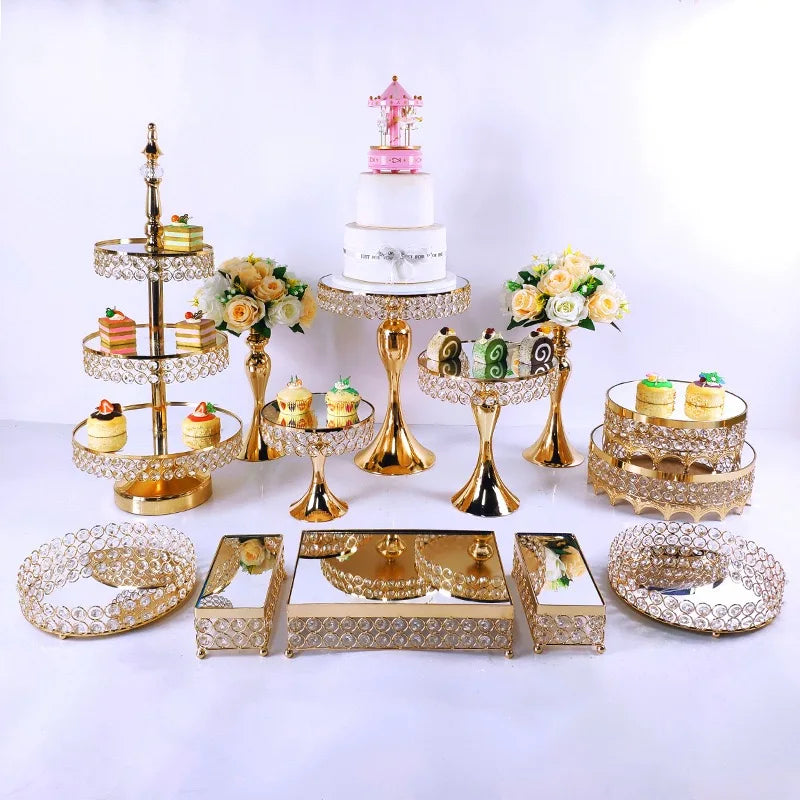 Wholesale Luxury Iron Cake Stands Set Gold Wedding Favor Cookware Tool for Kitchen Metal Cupcake Buffet Display Dessert Stand