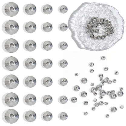 100pcs/bag Stainless Steel Flat Round Beads Spacer Beads FindingsTube Spacers for DIY Bracelet Jewelry Making