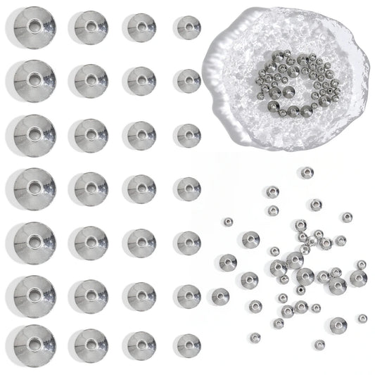 100pcs/bag Stainless Steel Flat Round Beads Spacer Beads FindingsTube Spacers for DIY Bracelet Jewelry Making by PDG ibma