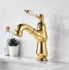 Brass French Retro Style Pull-Out Basin Faucet Hotel Bathroom Cabinet Ceramic Handle Hot and Cold Mixer Tap  BF0428
