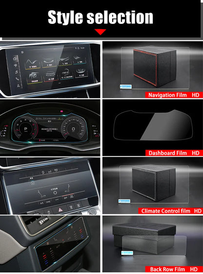 For Audi A6 C8 A7 2018-2020 9H Tempered Glass Ultra-Thin Car GPS Navigation Screen Protector Dashboard Monitor Sticker