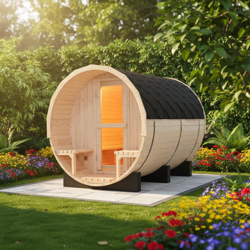 Luxury 8ft Barrel Sauna - Premium Canadian White Pine - Your Backyard Spa Retreat (10% OFF, Ready to Ship)