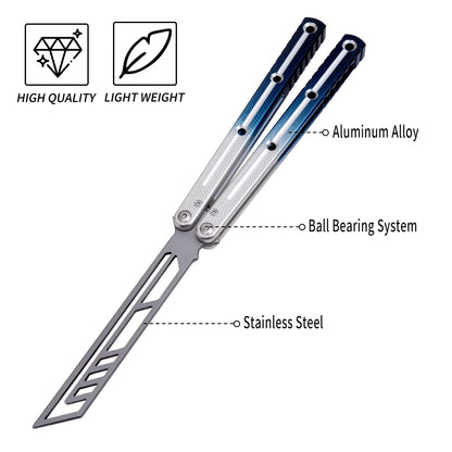 TGZUO Utility Aluminum Beginner Trainer Outdoor Portable EDC Balisong Knife Safety Blade Folding Knife