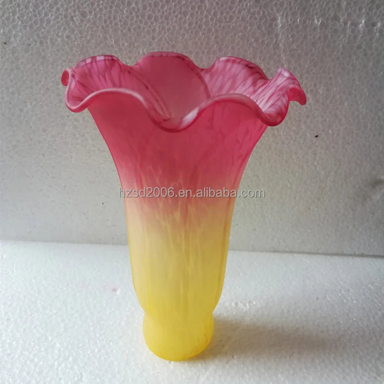 Antique European Glass Lamp Shade Peach Color Pond Lily Design 6" Height Light Cover for Table & Floor Lamps
