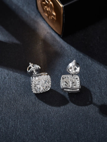 Fine Jewelry Stud Ear 925 Sterling Silver Iced Out VVS Moissanite Earrings for Men Women