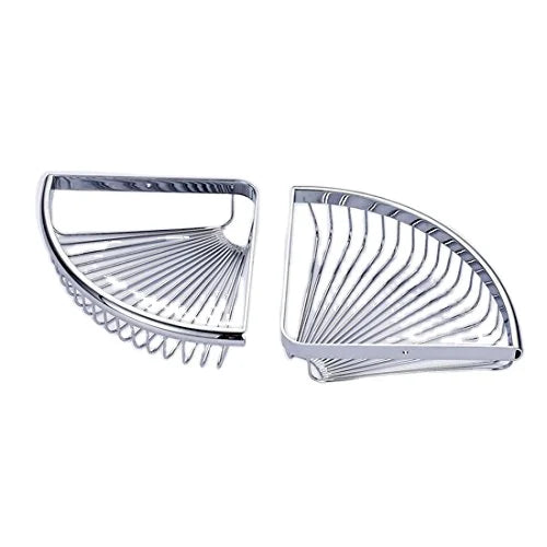 Beelee Wall Mounted Bathroom Shampoo and Shower Holder Corner Basket Bathroom Shelf Rack