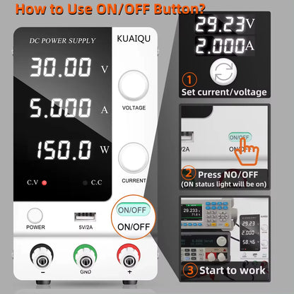 KUAIQU SPPS-C305 30V 5A 150W Encoder Adjustable Digital Display Regulated Power Supply Battery Charging Mobile Phone Repairing