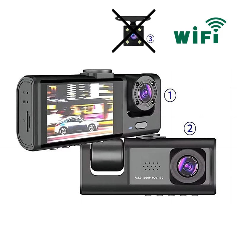 Dash Cam 3 Channels 1080p Hd  Front Rear and Inner Camera Car Video Recorder Dvr Black Box  Driving Record for Car