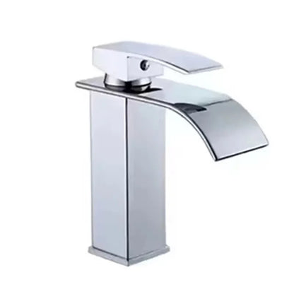 Hot Sale Single Hole Deck Mounted Wash Basin Faucet Modern Flat Mouth Waterfall Hot Cold Water Bathroom Faucet