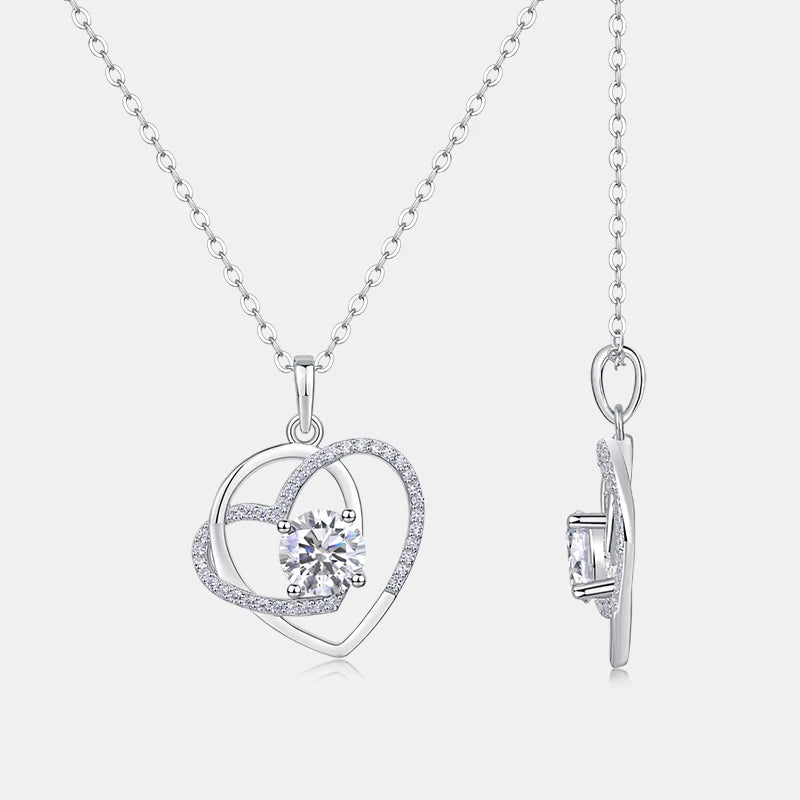 Jewelry Direct Factory Sterling Silver Heart Pendants Simple Design Gold Plated Charm for Women Moissanite Heart Shape Necklace