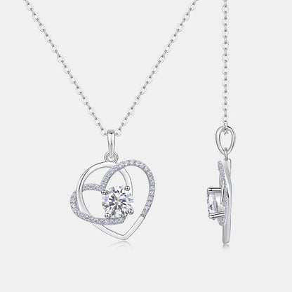 Jewelry Direct Factory Sterling Silver Heart Pendants Simple Design Gold Plated Charm for Women Moissanite Heart Shape Necklace