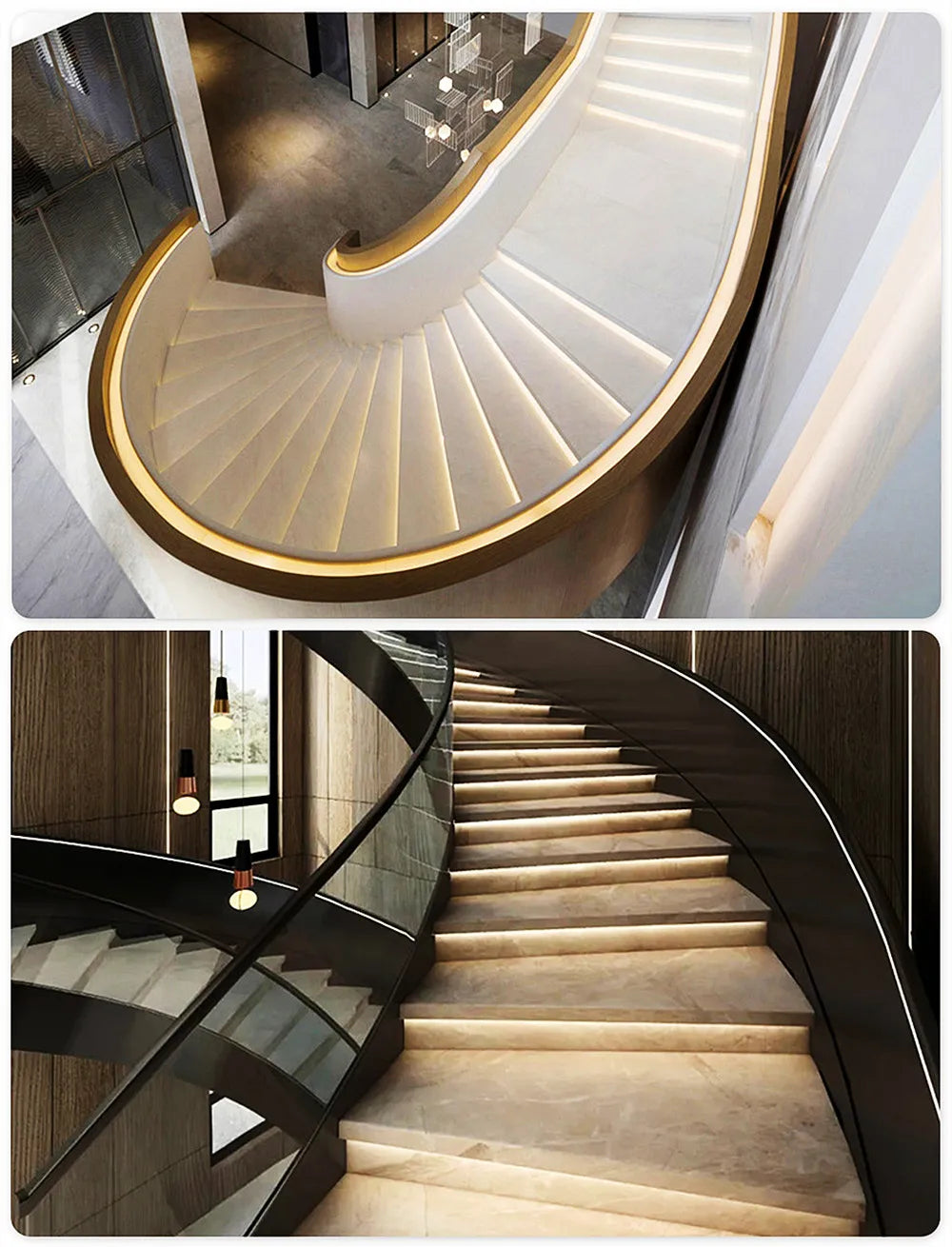 PIR Motion Sensor Stair LED Strip 12V SMD 5050 White / Warm White Lamp Tape Light 32 Ways Staircase Controller Step LED Ribbon