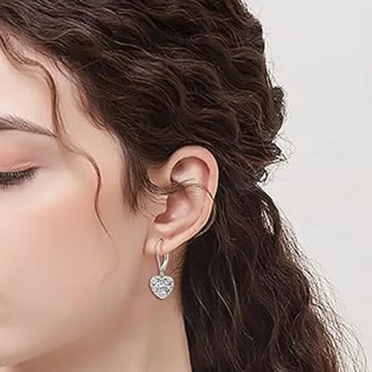 Tibetan Silver Heart Drop Earrings for Women Romantic Alloy Jewelry Gift Fashion White Gold Color