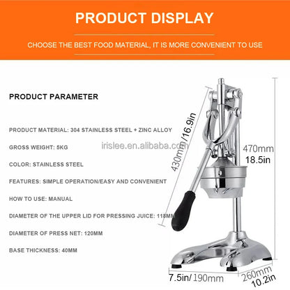 Manual Juice Squeezer Hand Pressure Juicer Pomegranate Orange Lemon Sugar Cane Juice Kitchen Bar Fruit Tools