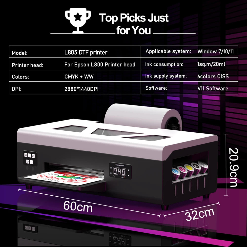 EU Hot Sale L805 L800 Head A4 Impresora Digital Printer T Shirt Textile Printing Machine Heat Transfer Printer A4 DTF Printer