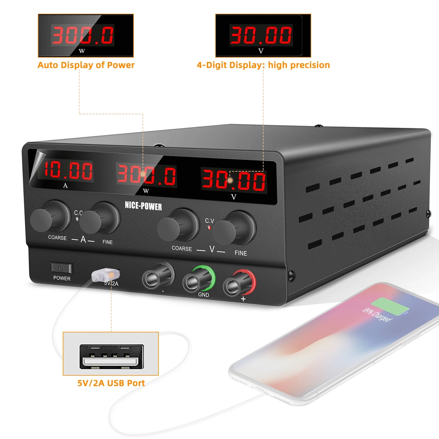 NICE-POWER SPS-H3010 Black 30V 10A New High Precision Stabilized Voltage Adjustable Lab Stabil Mobile Repair Dc Power Supply
