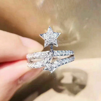 Star Cocktail Ring Micro Pave Cubic Zirconia Lab Created Unisex Fashion Ring Gift Jewelry