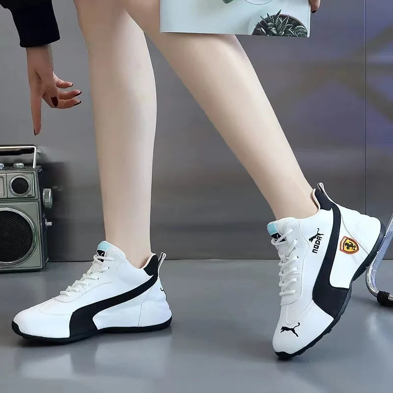 Women's Elevator Shoes Waterproof Leather Surface Breathable Mesh Surface Embroidered Versatile Walking Sneakers