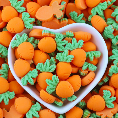 100PCS/BAG Easter Resin Carrot Flat Back Resin Charms Cabochon for Slime Filler Kid DIY Mobile Phone Decoration Craft