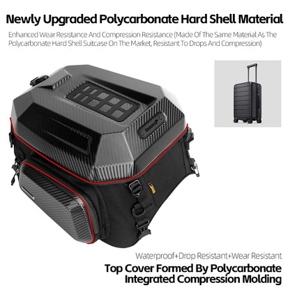 Rhinowalk Waterproof 23L-35L Motorcycle Tail Bag Hard Shell Expandable Rear Seat Bags for Motorbike Adventure