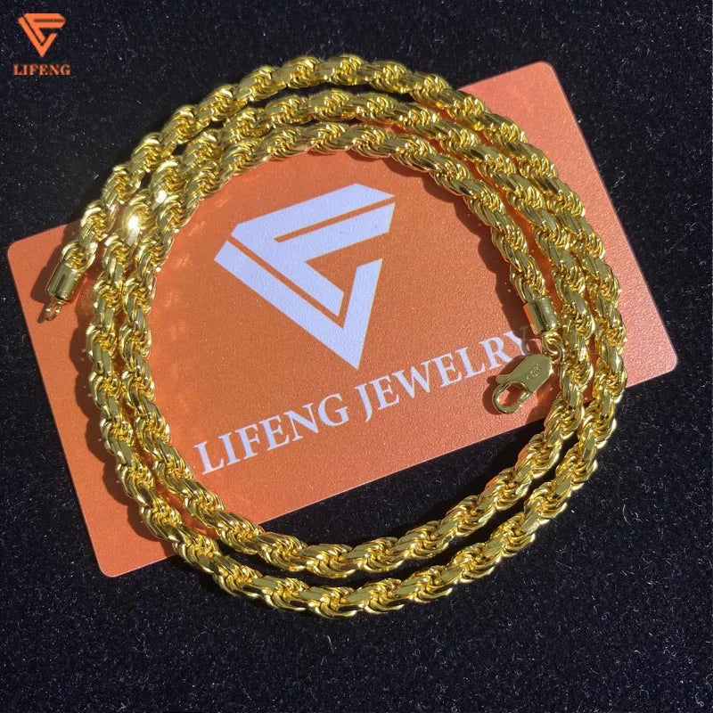 Fine Jewelry Popular White Gold Plated 925 Silver Iced Out Chain 8mm VVS Moissanite Hip Hop Rope Chain Necklace Charm for Men