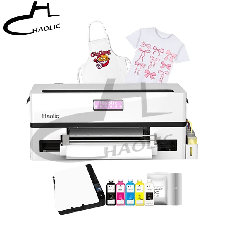 Wholesales XP600 DTF Clothes Inkjet Printer Bundle Direct To Film All In One For Small Business A3 DTF Kits With shaker Oven
