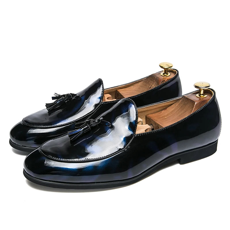 Tassel Leather Oxfords Shoes Men Loafers Casual Slip on Men Dress Shoes Italian Graceful Wedding Party Shoes Men Moccasins Black