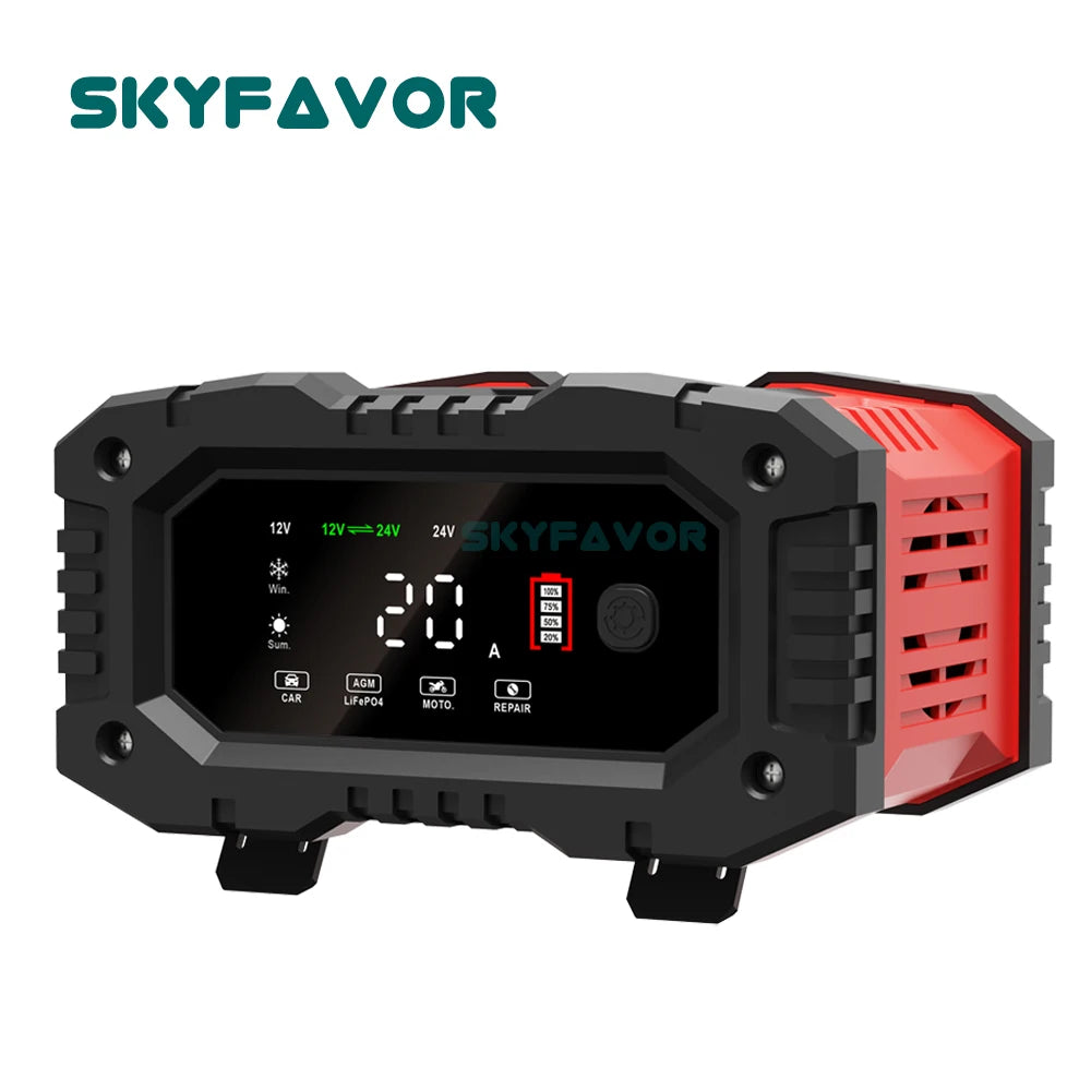 Lifepo4 Lead Acid Car Battery Charger 12V 24V 20A Fast Automatic Gel Agm Maintenance-free Deep Cycle Lead Acid Battery Charger