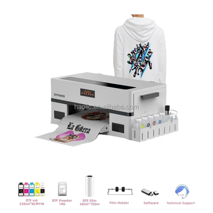 Haolic DTF Printer 13inch Imprimante Automatic T Shirt DTF Printer XP600 Desktop With Shaker and Dryer DTF Printer Machine