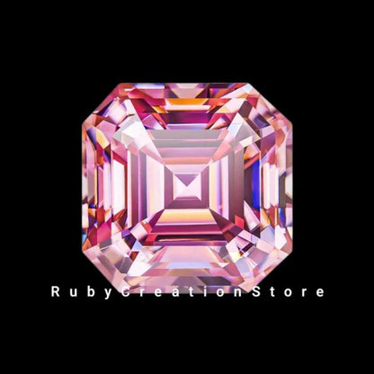 Exclusive Quality Polished Pink Asscher Cut Moissanite Stone VVS1 Clarity Loose Gemstone for Jewelry Making All Sizes