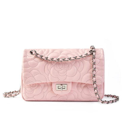 Fashion Goat Leather Bag Purse Tote Stitching Rose Handbag Metal Lock Genuine Sheepskin Crossbody Bag Handbags for Women