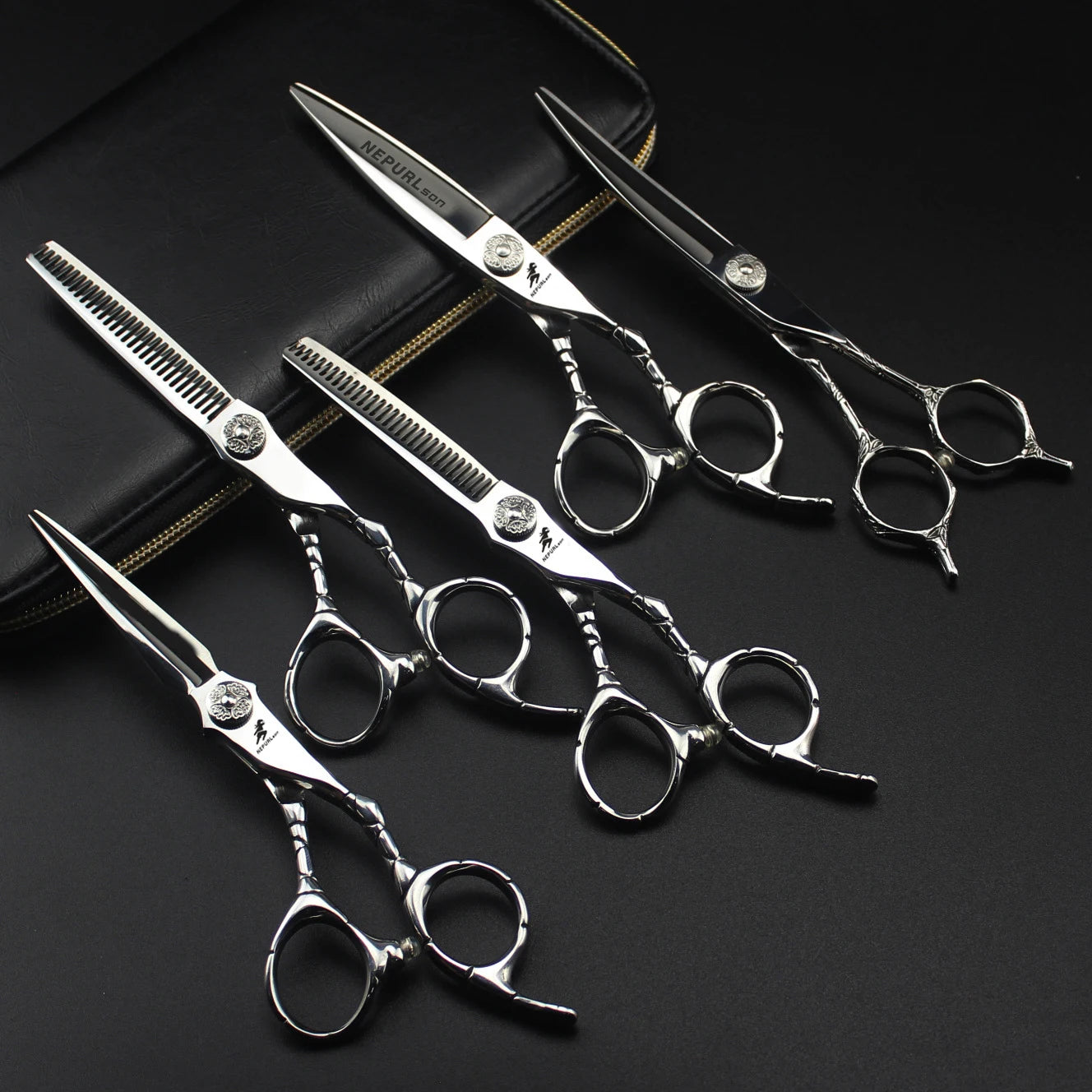 6.0 Inch FZC New Fashion Design Beauty Barber Flat Scissors Tooth 1 Set of 5 Kind of Scissors Single Hairdressing Scissor HS-860