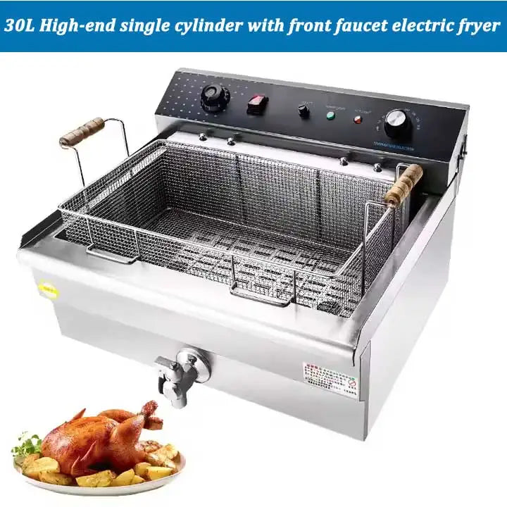 Premium Commercial Full-Size Electric Deep Fryer 30 Liters Professional Restaurant Industrial New Standing Fryer
