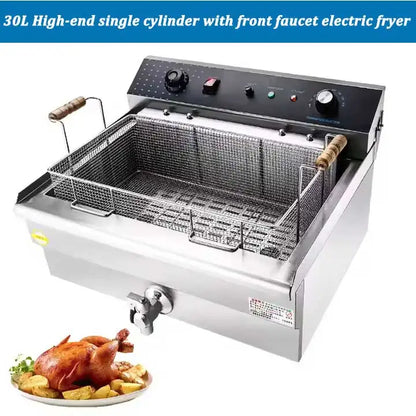 Premium Commercial Full-Size Electric Deep Fryer 30 Liters Professional Restaurant Industrial New Standing Fryer