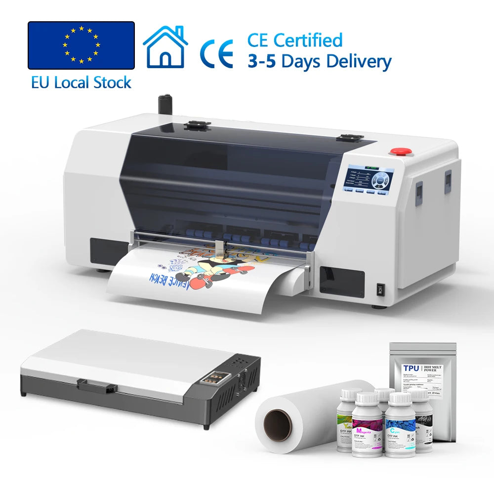 EU Warehouse A3 DTF Printer XP600 Head With Oven Direct to Film Printer Ready to Ship for T Shirt Garment Heat Transfer Machine