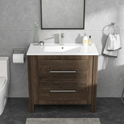 Sarlai US Stock  36-Inch Modern Drop-In  Vanity Easy Clean Bathroom Sinks Ceramic Thin Edge Basin