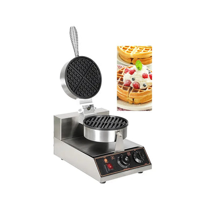 Commercial Non Stick Mold, Single Head Electric Waffle Maker, Muffin Maker, Grid Cake Maker, Pancake Maker Paired with Coffee