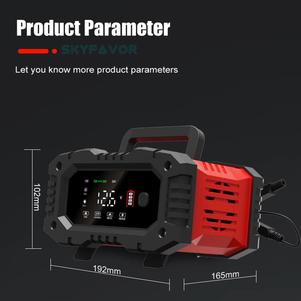 Lifepo4 Lead Acid Car Battery Charger 12V 24V 20A Fast Automatic Gel Agm Maintenance-free Deep Cycle Lead Acid Battery Charger