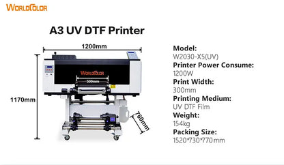 UV DTF 2-in-1 Sticker Printer I1600 F1080 Xp600 A3 UV Printer AB Film Roll Printing Machine with Laminator for Label Stickers