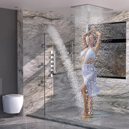 Shower System with Rain Shower and Handheld, 6 Pcs Body Jets with  Rainfall and 6 Pcs Shower Heads